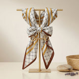 Horsebit Brown Gray Geometric Silky Scarf Necklace