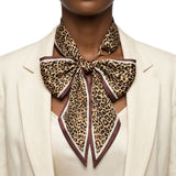 Horsebit Brown Leopard Silky Scarf Necklace