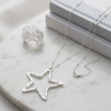 AKA Silver Star Long Pendant Chain Necklace