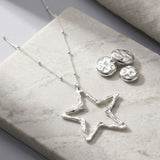 AKA Silver Star Long Pendant Chain Necklace