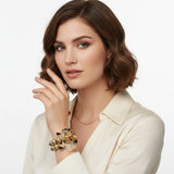 Beaded Leopard Die Cut Gold Flower Bracelet