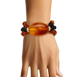 Beaded Warm Caramel Swirl Amber Like Bracelet