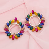 Studs Glistening Multi Crystal Wreath Earrings