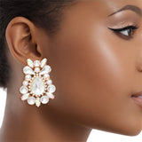 Studs Exquisite Gold Crystal Pearl Earrings