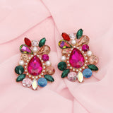 Studs Exquisite Multicolor Crystal Pearl Earrings