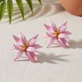 Stud Pink Tropical Flower Oversized Petal Earrings