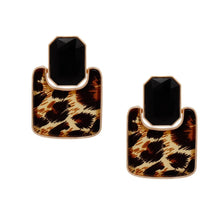 Load image into Gallery viewer, Drop Retro Glam Black Crystal Leopard Earrings
