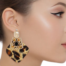 Load image into Gallery viewer, Stud Tribal Glam Leopard and Crystal Earrings
