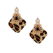 Load image into Gallery viewer, Stud Tribal Glam Leopard and Crystal Earrings
