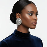 Stud Silver Organic Oval Domed Metal Earrings