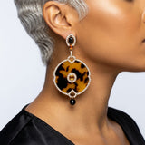 Tortoiseshell and Topaz Crystal Drop Earrings