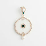White Opal Finish Emerald Crystal Drop Earrings