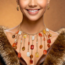 Load image into Gallery viewer, Bib Rope Chain Vintage Marble Swirl Bead Necklace
