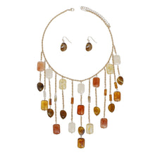 Load image into Gallery viewer, Bib Rope Chain Vintage Marble Swirl Bead Necklace
