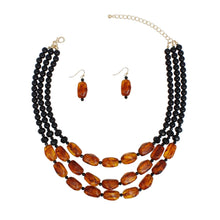 Cargar imagen en el visor de la galería, Beaded Warm Caramel Swirls 3 Layer Necklace Women
