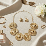 Collar Gold Organic Oval Domed Link Necklace