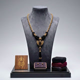 Egyptian Gold Scarab Black Pendant Necklace