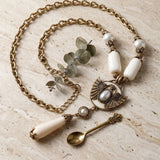 Egyptian Gold Scarab Ivory Pendant Necklace