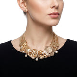 Opulent Aurbo Crystal Pearl Chainmaille Collar Set