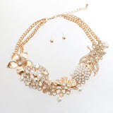 Aurbo Crystal Pearl Gold Chainmaille Collar Set