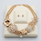 Aurbo Crystal Pearl Gold Chainmaille Collar Set