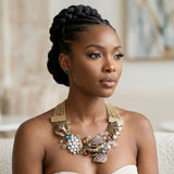 Opulent African Elephant Multicolor Collar Necklace