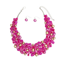 Load image into Gallery viewer, Bib Fuchsia Artistic Glass Copper Choker Necklace
