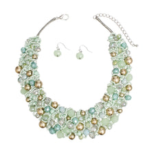 Load image into Gallery viewer, Bib Mint Green Artistic Glass Copper Choker Set
