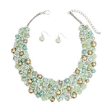 Bib Mint Green Artistic Glass Copper Choker Set