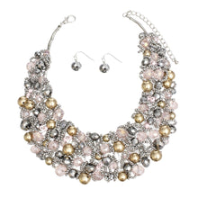 Load image into Gallery viewer, Bib Light Pink Silver Artistic Glass Copper Choker
