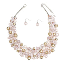 Load image into Gallery viewer, Bib Pale Pink Artistic Glass Copper Choker Set
