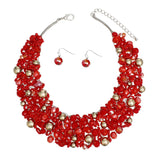 Bib Red Artistic Glass Copper Choker Necklace