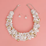 Bib White Artistic Glass Copper Choker Necklace