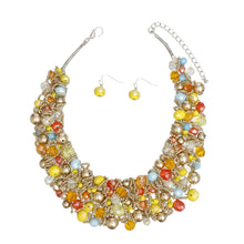 Load image into Gallery viewer, Bib Yellow Multi Artistic Glass Copper Choker Set
