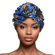 Load image into Gallery viewer, Turban Pre-Tied Knot Blue Animal Print for Women
