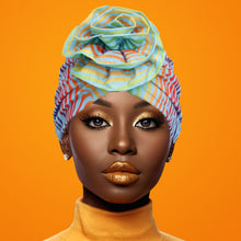 Cargar imagen en el visor de la galería, Turban Pre-Tied Flower Green Ombre Zebra for Women
