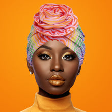 Cargar imagen en el visor de la galería, Turban Pre-Tied Flower Light Pink Zebra Women
