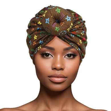 Turban Pre-Tied Donut Brown Monogram Print Women