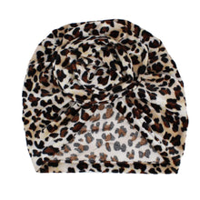 Load image into Gallery viewer, Turban Pre-Tied Flower Velvet Jaguar Print Women
