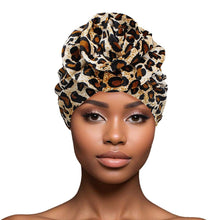 Load image into Gallery viewer, Turban Pre-Tied Flower Velvet Leopard Print Women
