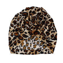 Load image into Gallery viewer, Turban Pre-Tied Flower Velvet Leopard Print Women

