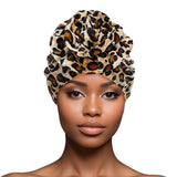 Turban Pre-Tied Flower Velvet Leopard Print Women