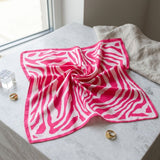 Silky Square Pink Zebra Print Fashion Scarf