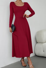 Load image into Gallery viewer, Scoop Neck Long Sleeve Lace-Up Maxi Dress
