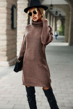 Load image into Gallery viewer, Turtleneck Dropped Shoulder Mini Sweater Dress
