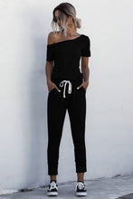 Load image into Gallery viewer, Asymmetrical Neck Tied Jumpsuit with Pockets
