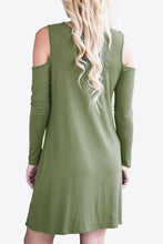 Load image into Gallery viewer, Cold-Shoulder Long Sleeve Round Neck Dress
