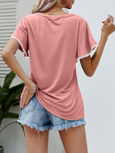 Cargar imagen en el visor de la galería, Pom-Pom Trim Flutter Sleeve Round Neck Tee
