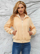 Cargar imagen en el visor de la galería, Zip Up Collared Neck Long Sleeve Jacket
