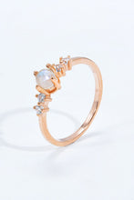 Load image into Gallery viewer, Natural Moonstone and Zircon 18K Rose Gold-Plated Ring
